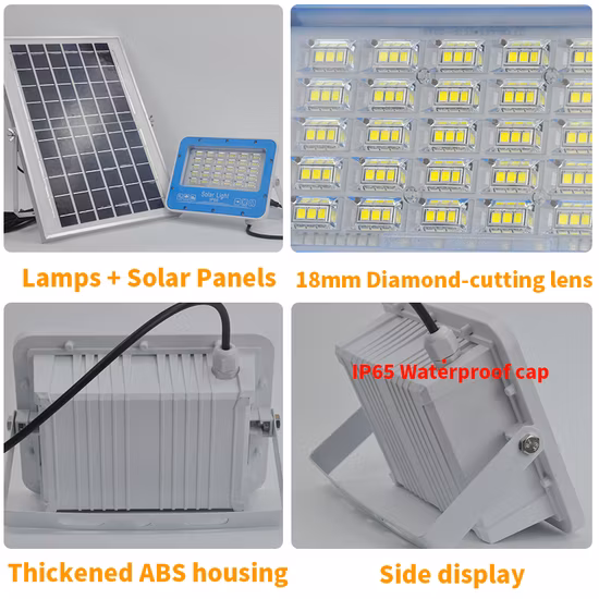 Lampe LED solaire étanche à réflecteur extérieur industriel, éclairage d'énergie solaire de jardin à LED